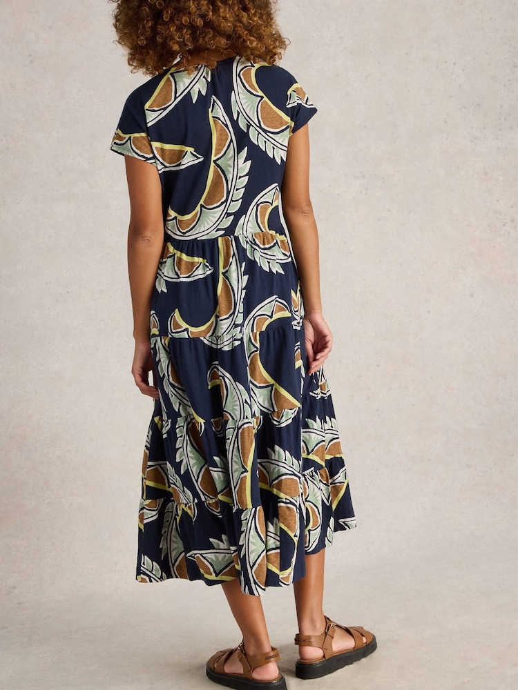 White Stuff Blue 100% Cotton Tabitha Jersey Midi Dress - Image 2 of 6