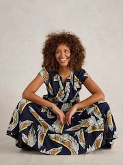 White Stuff Blue 100% Cotton Tabitha Jersey Midi Dress - Image 4 of 6