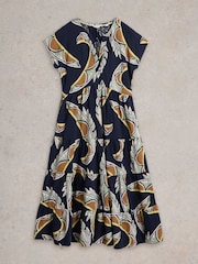 White Stuff Blue 100% Cotton Tabitha Jersey Midi Dress - Image 5 of 6