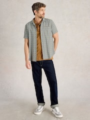 White Stuff Blue 100% Organic Cotton Short Sleeve Overdye Check Shirt - Image 4 of 7