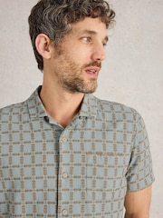 White Stuff Blue 100% Organic Cotton Short Sleeve Overdye Check Shirt - Image 5 of 7