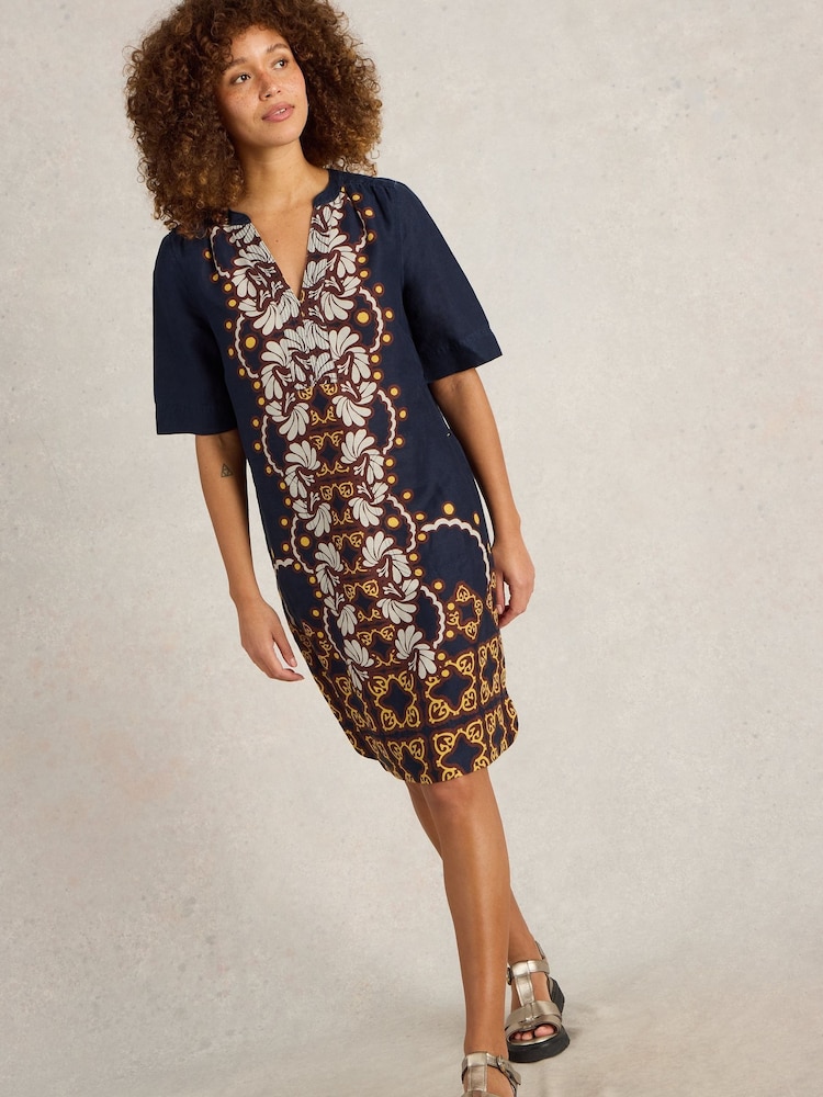 White Stuff Blue June 100% Linen Dress - Image 2 of 6