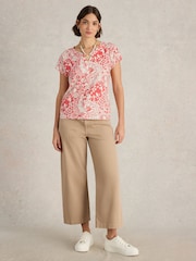 Rojo - Camiseta con muesca en el cuello Nelly de White Stuff - Imagen 1 de 6