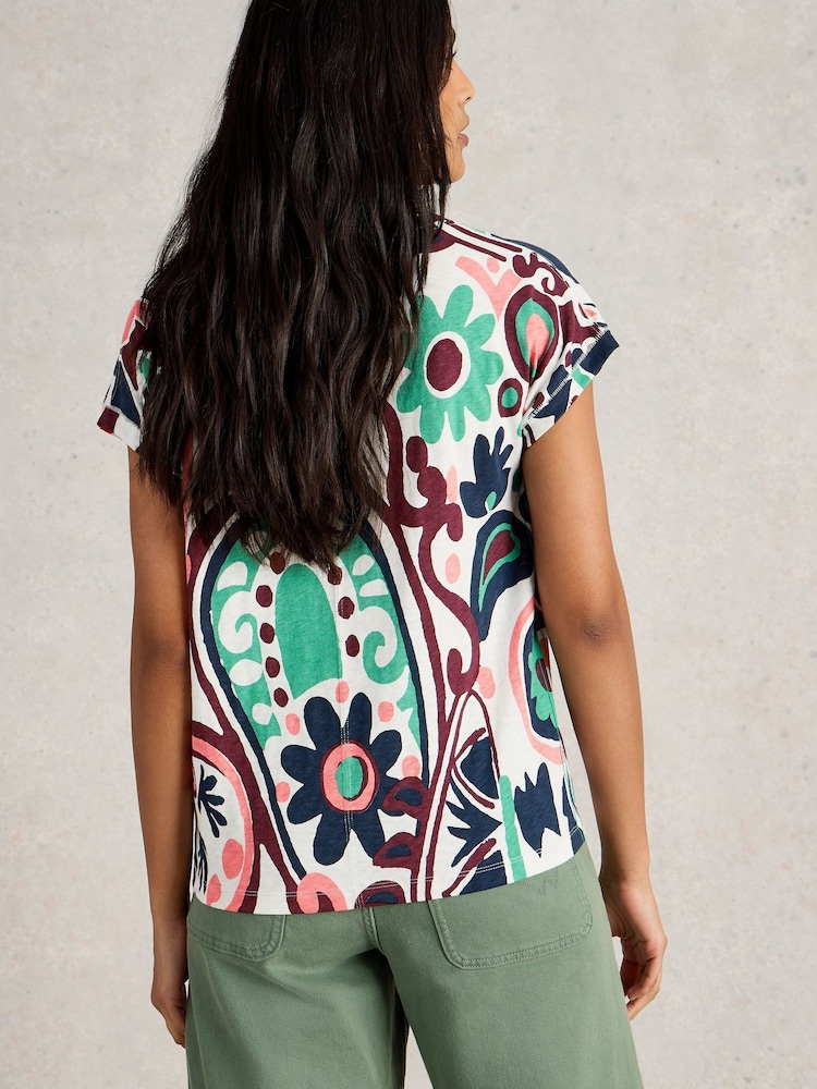 Multi - White Stuff Nelly Notch Neck T-Shirt - Image 2 of 6