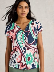 Multi - White Stuff Nelly Notch Neck T-Shirt - Image 4 of 6