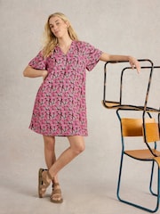White Stuff Pink Lindsay Linen Blend Dress - Image 1 of 6
