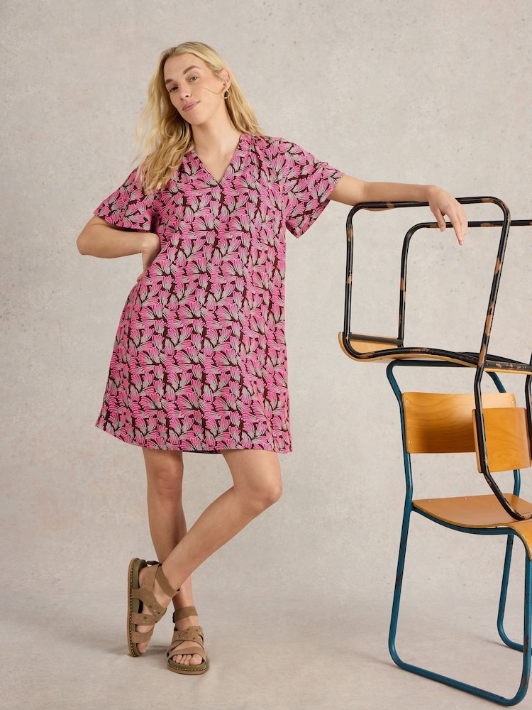 White Stuff Pink Lindsay Linen Blend Dress - Image 1 of 6