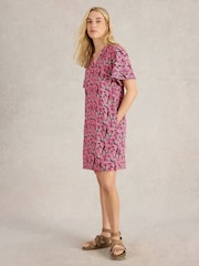 White Stuff Pink Lindsay Linen Blend Dress - Image 3 of 6