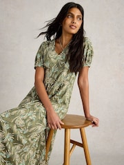 White Stuff Green Leah Jersey Dress - Image 3 of 6
