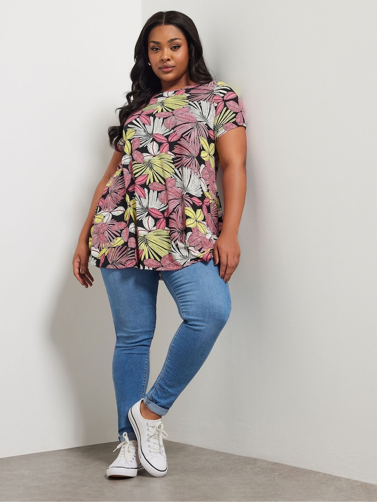 Yours Curve Soft Touch Tropical Print T-Shirt - Imagen 2 de 5 Yours Curve Soft Touch Tropical Print T-Shirt - Imagen 2 de 5