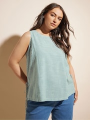 Yours Curve Green Tie Side Striped Vest - Image 4 of 5
