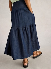 White Stuff Blue 100% Organic Cotton Phoebe Maxi Skirt - Image 2 of 6