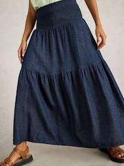 White Stuff Blue 100% Organic Cotton Phoebe Maxi Skirt - Image 3 of 6