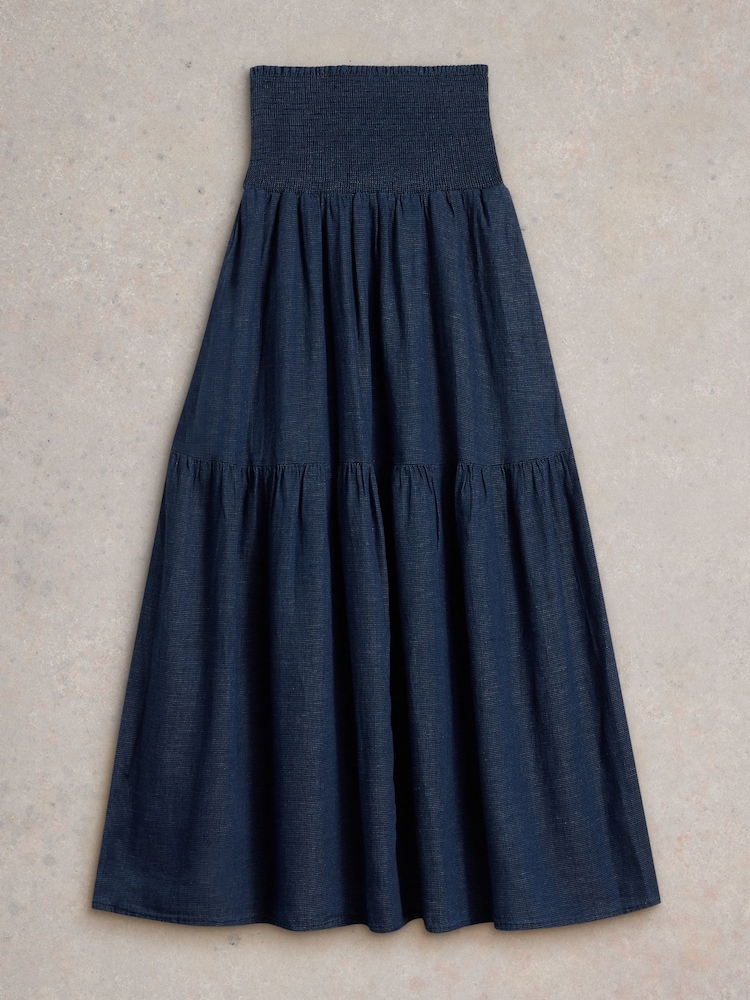 White Stuff Blue 100% Organic Cotton Phoebe Maxi Skirt - Image 5 of 6