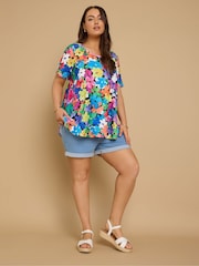 Schwarz - Yours Curve Short Sleeve Broderie T-Shirt - Bild 2 von 5