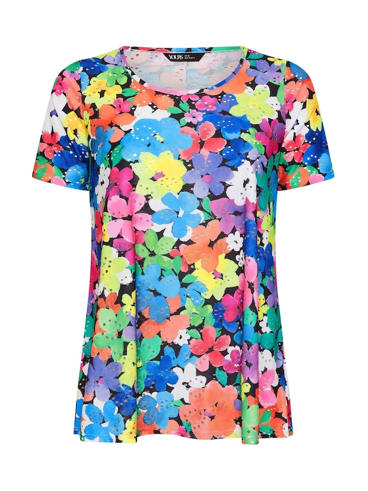 Schwarz - Yours Curve Short Sleeve Broderie T-Shirt - Bild 5 von 5