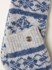 FatFace Grey Pattern Mittens - Image 2 of 2