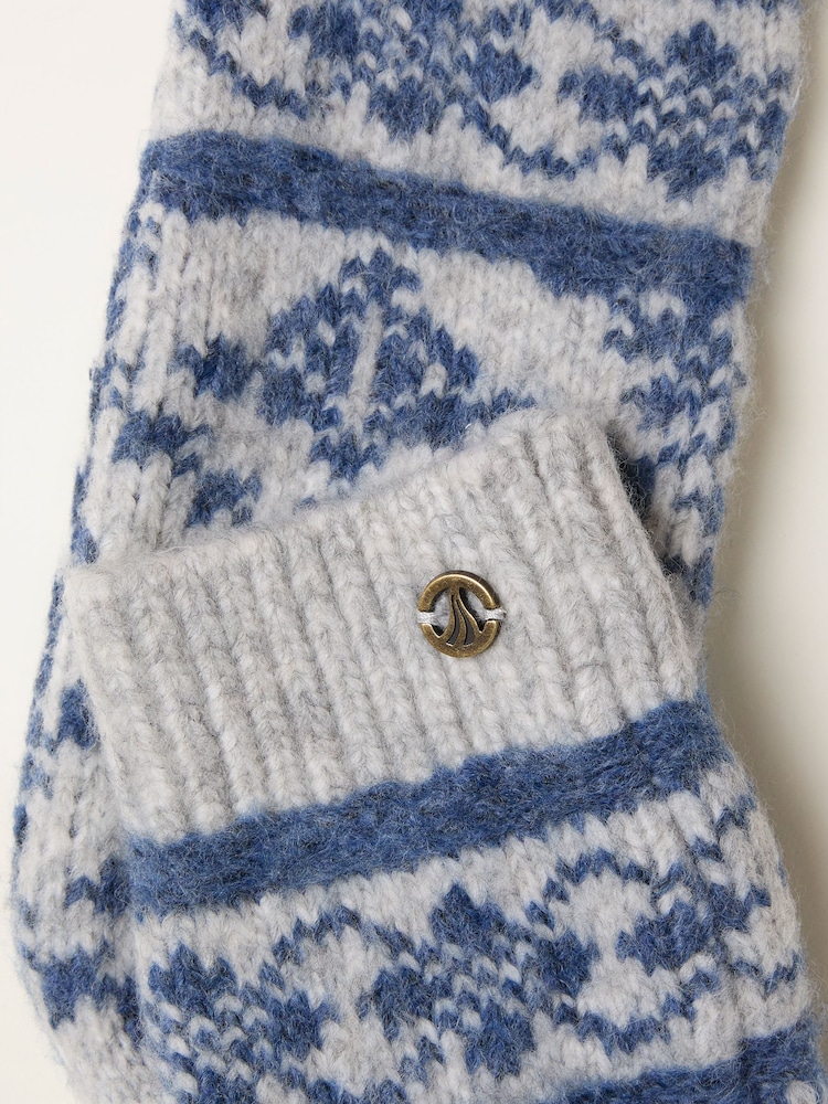 FatFace Grey Pattern Mittens - Image 2 of 2