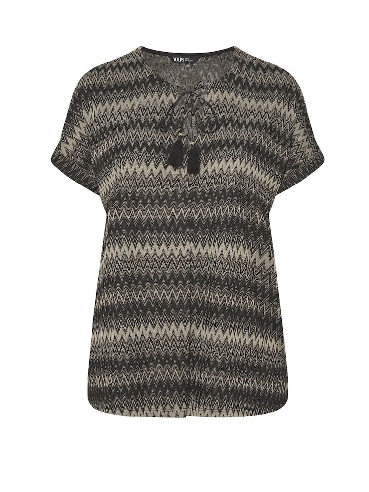 Schwarz - Yours Curve Tie Neck Pleat Blouse - Bild 6 von 6