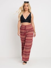 Yours Curve Orange Zig Zag Wide Leg Trousers - Image 1 of 6