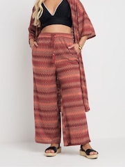 Yours Curve Orange Zig Zag Wide Leg Trousers - Image 2 of 6
