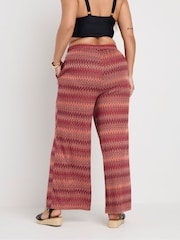 Yours Curve Orange Zig Zag Wide Leg Trousers - Image 3 of 6