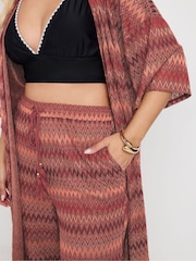 Yours Curve Orange Zig Zag Wide Leg Trousers - Image 4 of 6