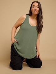 Yours Curve Green Whipstitch Swing Vest - Image 1 of 5