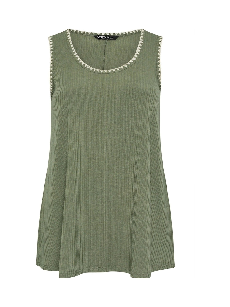 Yours Curve Green Whipstitch Swing Vest - Image 5 of 5