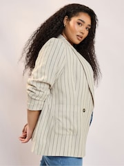 Yours Curve Natural Tailored Stripe Blazer - Image 2 of 6