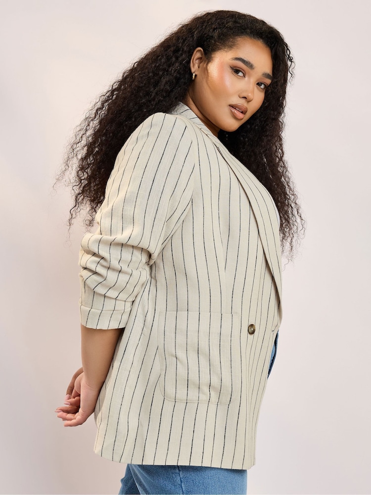 Yours Curve Natural Tailored Stripe Blazer - Image 2 of 6