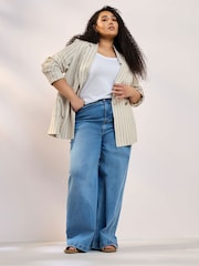 Yours Curve Natural Tailored Stripe Blazer - Image 3 of 6