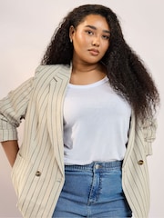 Yours Curve Natural Tailored Stripe Blazer - Image 5 of 6