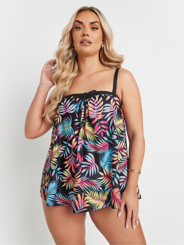 Yours Curve Black Super Tropical A-Line Tankini - Image 1 of 7
