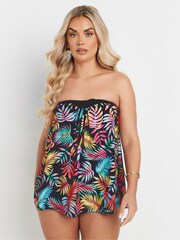 Yours Curve Black Super Tropical A-Line Tankini - Image 2 of 7