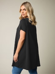Yours Curve Black Soft Touch Ribbed T-Shirt - Image 4 of 6