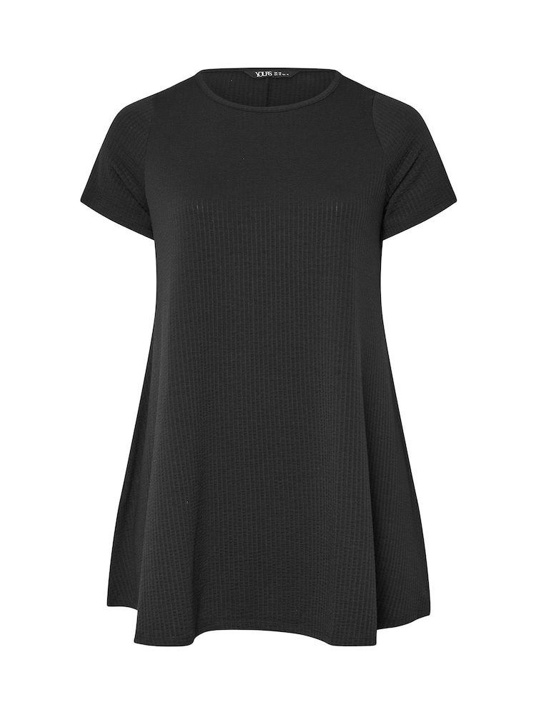 Yours Curve Black Soft Touch Ribbed T-Shirt - Image 6 of 6