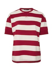 Yours Curve Red Striped Ribbed 100% Cotton T-Shirt - Image 5 of 5