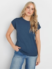Long Tall Sally Blue Shoulder Button 100% Cotton T-Shirt - Image 1 of 5