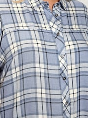 Yours Curve Blue Short Sleeve Check Shirt - Image 4 of 6