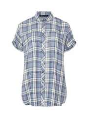 Yours Curve Blue Short Sleeve Check Shirt - Image 6 of 6