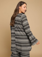 Yours Curve Black Tie Neck Tunic - Image 2 of 5