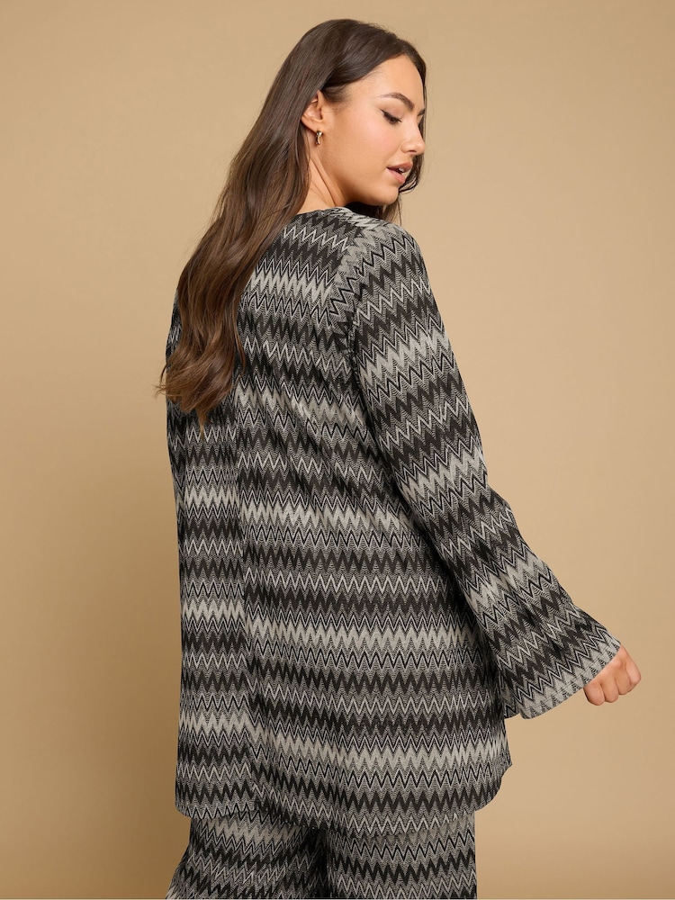 Yours Curve Black Tie Neck Tunic - Image 2 of 5