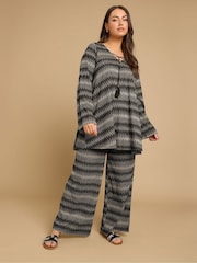 Yours Curve Black Tie Neck Tunic - Image 3 of 5