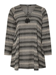 Yours Curve Black Tie Neck Tunic - Image 5 of 5