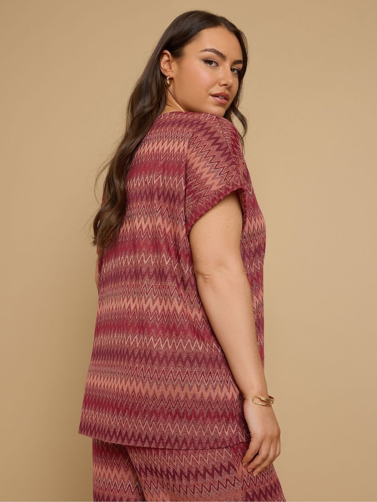 Yours Curve Orange Tie Neck Pleat Blouse - Image 3 of 5