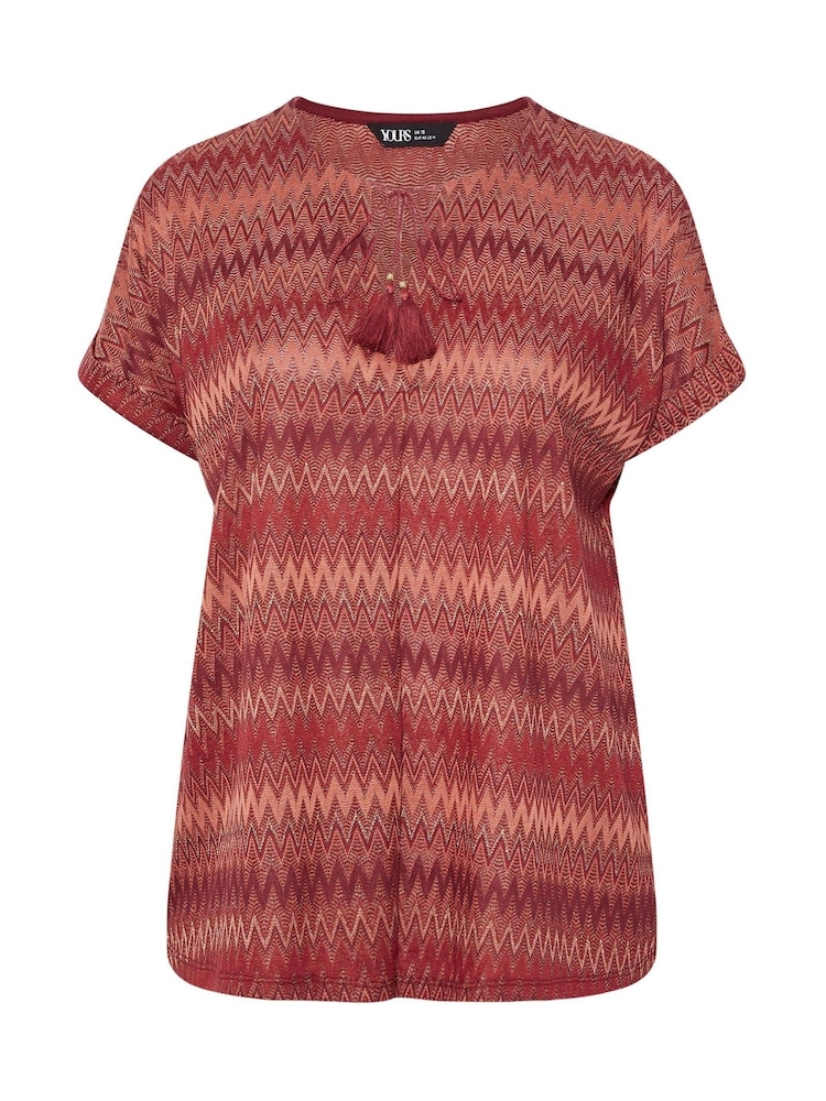Yours Curve Orange Tie Neck Pleat Blouse - Image 5 of 5