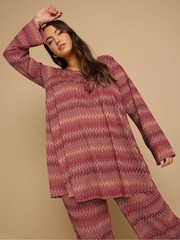 Yours Curve Orange Tie Neck Tunic - Image 1 of 5