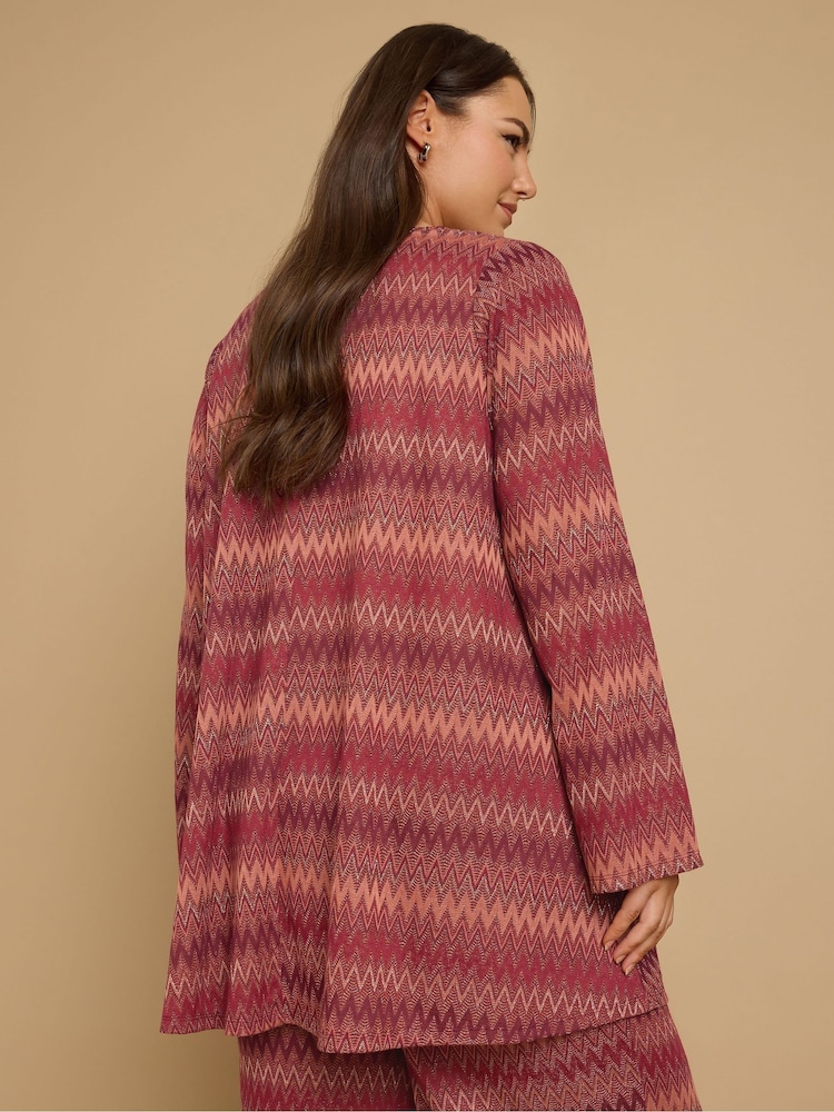 Yours Curve Orange Tie Neck Tunic - Image 2 of 5