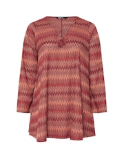 Yours Curve Orange Tie Neck Tunic - Image 5 of 5